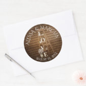 ヴィンテージラダーアンドバ素朴ンウッド結婚ズ ラウンドシール (封筒)