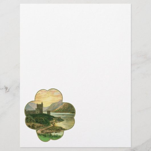 ヴィンテージラッキー金ゴールドシャームロックとアイルランドの城 (正面)