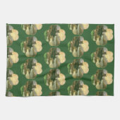 ヴィンテージラッキー金ゴールドシャームロックとアイルランドの城 キッチンタオル (横)