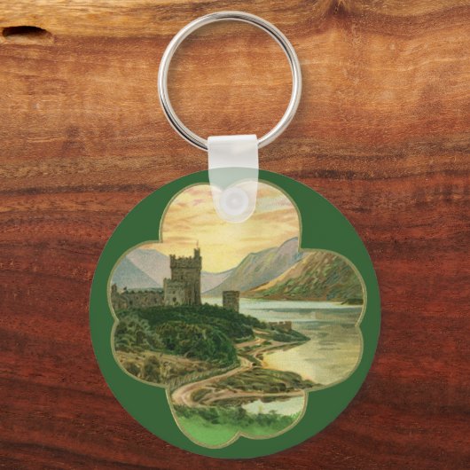 ヴィンテージラッキー金ゴールドシャームロックとアイルランドの城 キーホルダー (裏面)