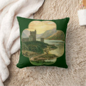 ヴィンテージラッキー金ゴールドシャームロックとアイルランドの城 クッション (ブランケット)