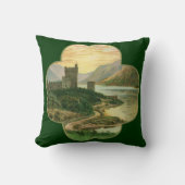 ヴィンテージラッキー金ゴールドシャームロックとアイルランドの城 クッション (正面)