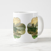 ヴィンテージラッキー金ゴールドシャームロックとアイルランドの城 ジャンボコーヒーマグカップ (正面右)