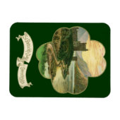 ヴィンテージラッキー金ゴールドシャームロックとアイルランドの城 マグネット (横)