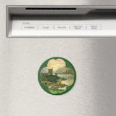 ヴィンテージラッキー金ゴールドシャームロックとアイルランドの城 マグネット (インサイチュ (食洗機))