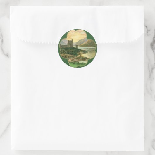 ヴィンテージラッキー金ゴールドシャームロックとアイルランドの城 ラウンドシール (バッグ)