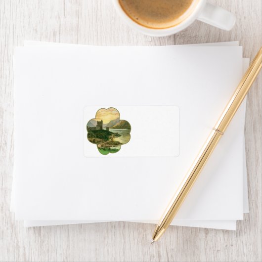 ヴィンテージラッキー金ゴールドシャームロックとアイルランドの城 ラベル (インサイチュ)