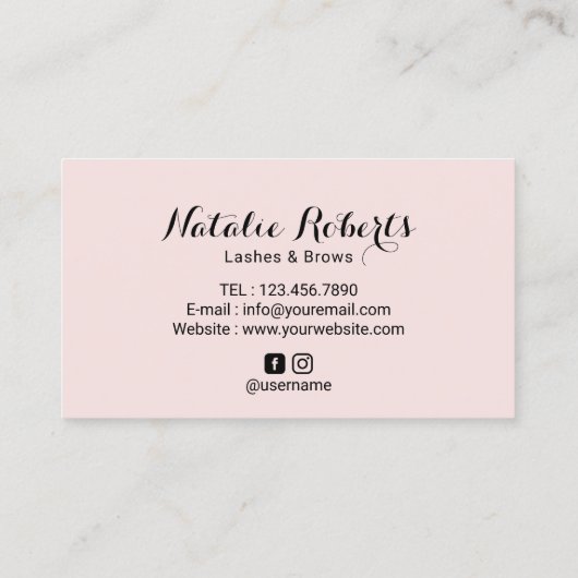 ヴィンテージラッシュブローズ美しいサロン赤面ピンク 名刺 (裏面)