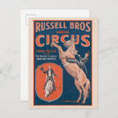 ヴィンテージラッセル・ブラザーズ・サーカスのポスター。 ポストカード (正面/裏面)