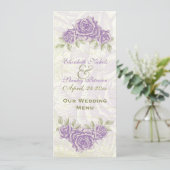 ヴィンテージラッパ紫バラ結婚のメニューカード メニュー (スタンド正面)