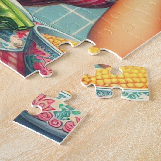 ヴィンテージラテンアメリカ系女性のピン絵を描アップ ジグソーパズル (側面)