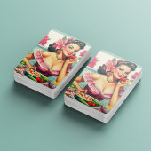 ヴィンテージラテンアメリカ系女性のピン絵を描アップ トランプ