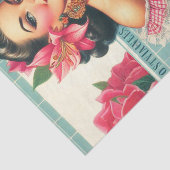 ヴィンテージラテンアメリカ系女性のピン絵を描アップ 薄葉紙 (詳細)