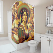 ヴィンテージラテンアメリカ系女性絵画女 シャワーカーテン (インサイチュ)