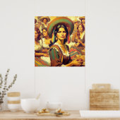 ヴィンテージラテンアメリカ系女性絵画女 ポスター (キッチン)