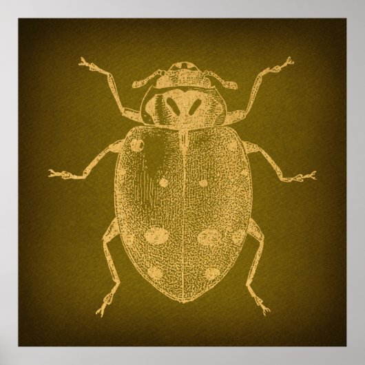 ヴィンテージラディバグアートレトロ金ゴールド&グリーンスタイル ポスター (正面)