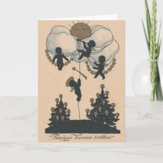 ヴィンテージラトビアのクリスマスグリーティングカード シーズンカード (正面)