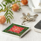 ヴィンテージラトビアのフォークアートとシンボル油絵 キーホルダー (側面)