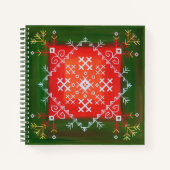 ヴィンテージラトビアのフォークアートとシンボル油絵 ノートブック (正面)