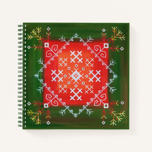 ヴィンテージラトビアのフォークアートとシンボル油絵 ノートブック (正面)