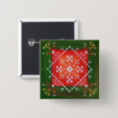 ヴィンテージラトビアのフォークアートとシンボル油絵 缶バッジ (正面&裏面)