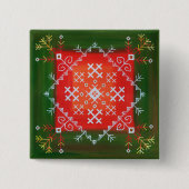 ヴィンテージラトビアのフォークアートとシンボル油絵 缶バッジ (正面)