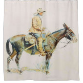 ヴィンテージラバに乗る西カウボーイ シャワーカーテン (正面)
