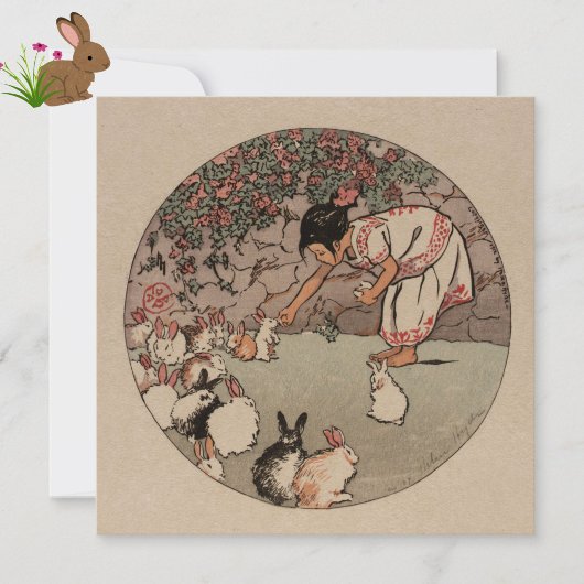 ヴィンテージラビットアートエディ大事な行事コテージコアカード