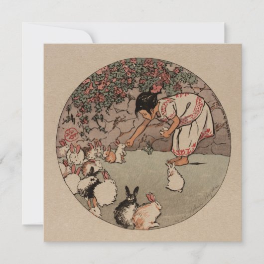 ヴィンテージラビットアートエディ大事な行事コテージコアカード (正面)