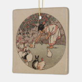 ヴィンテージラビットアートキュートコテージコア セラミックオーナメント (左)