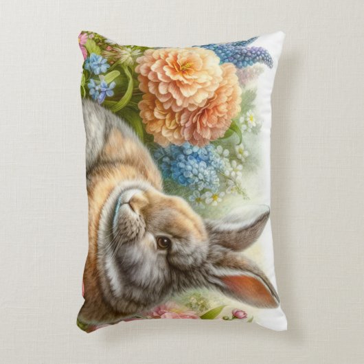 ヴィンテージラビットインフラワーガーデンフローラ アクセントクッション (正面(垂直))