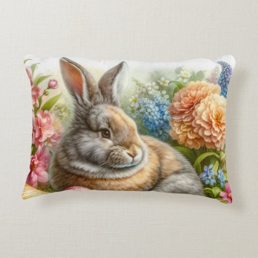 ヴィンテージラビットインフラワーガーデンフローラ アクセントクッション (裏面)