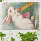 ヴィンテージラビットイースターエッグホリデー キッチンタオル (折り畳み)