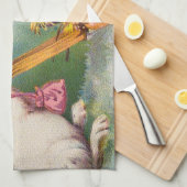 ヴィンテージラビットイースターエッグホリデー キッチンタオル (四つ折り)