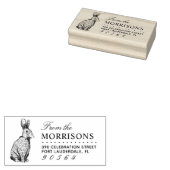 ヴィンテージラビットスケッチファミリー名差出人住所 ラバースタンプ (押印)