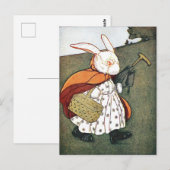 ヴィンテージラビットチャイルドズブックイラストレーション ポストカード (正面/裏面)