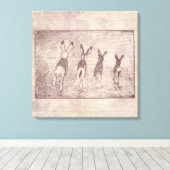 ヴィンテージラビットバニーアート&フローラフラワースクリプト キャンバスプリント (インサイチュ (ウッドフロア))