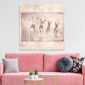 ヴィンテージラビットバニーアート&フローラフラワースクリプト キャンバスプリント (インサイチュ (リビング))