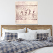 ヴィンテージラビットバニーアート&フローラフラワースクリプト キャンバスプリント (インサイチュ (寝室))