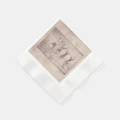 ヴィンテージラビットバニーアート&フローラフラワースクリプト 縁ありカクテルナプキン (角)