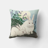 ヴィンテージラビットバニーカップル満月 クッション (裏面)