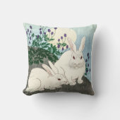 ヴィンテージラビットバニーカップル満月 クッション (正面)
