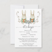 ヴィンテージラビットバーチャルベビーシャワー招待状ツイン 招待状 (正面)