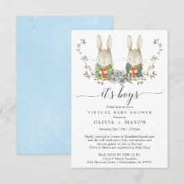 ヴィンテージラビットバーチャルベビーシャワー招待状ツイン 招待状