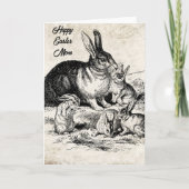 ヴィンテージラビットファミリーイラストレーションベビーバンニー カード (正面)