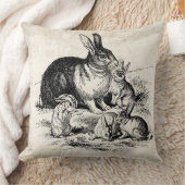 ヴィンテージラビットファミリーイラストレーションベビーバンニー クッション (ブランケット)