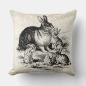 ヴィンテージラビットファミリーイラストレーションベビーバンニー クッション (正面)