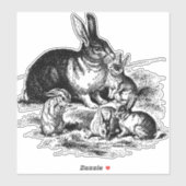 ヴィンテージラビットファミリーイラストレーションベビーバンニー シール (シート)