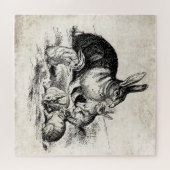 ヴィンテージラビットファミリーイラストレーションベビーバンニー ジグソーパズル (横)