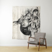 ヴィンテージラビットファミリーイラストレーションベビーバンニー タペストリー (インサイチュ)